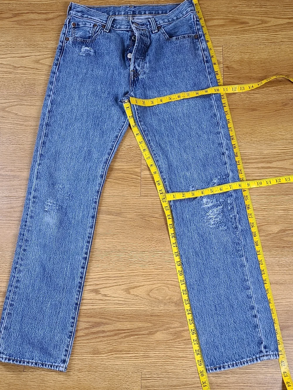 501 Levis 29x30 mens 2021 distressed Pre-owned Vint Button fly denim blue jeans